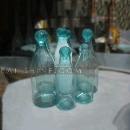 Balishine: Your natural source of indonesian handicraft presents in its Home Decor collection the Glass Bottle:12FOC315466:This bottle is produced in Indonesia from glass  Same as picture