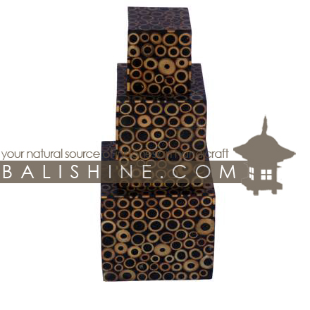 Balishine: Your natural source of indonesian handicraft presents in its Home Decor collection the Box Set Of 3:12DIV4475:These 3 square boxes are produced in Bali made from teak wood and the small tropical bamboo with resin.  