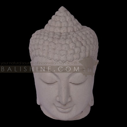 Balishine: Your natural source of indonesian handicraft presents in its Home Decor collection the Buddha Statue:12DEL35596:This head of buddha statue is a handicraft of Bali made from natural white lime stone.  white color.