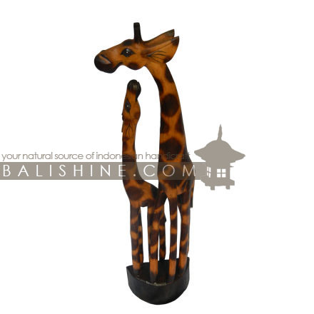 Balishine: Your natural source of indonesian handicraft presents in its Home Decor collection the Double Giraffe:12DAE36749:This double giraffe is a handicraft of Bali made from albasia wood .  