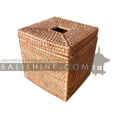 Balishine: Your natural source of indonesian handicraft presents in its Home Decor collection the Rattan Tissue Box:12RAS47456:This square  tissue box is produced in the island of Lombok and his made from natural rattan.  