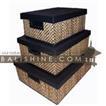 balishine This set of 3 rectangulars boxes is produced in Indonesia made from seagrass and aluminium.