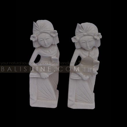 Balishine: Your natural source of indonesian handicraft presents in its Home Decor collection the Statues set of 2:12DEL35637:This set of 2 statues is a handicraft of Bali made from natural white lime stone.  white color.