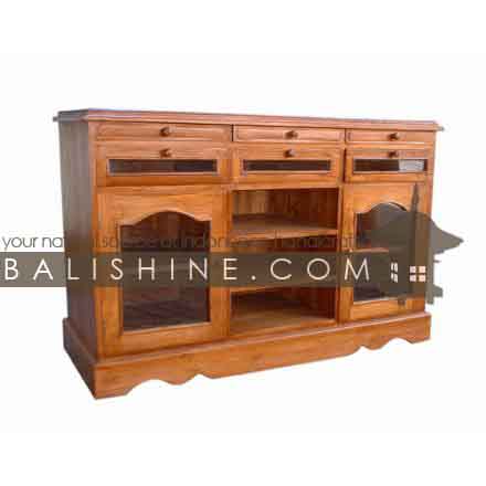 Balishine: Your natural source of indonesian handicraft presents in its Home Decor collection the Cabinet:114SEF273916:This cabinet is produced in indonesia, made from teak wood and glasses. It has 2 doors and 3 drawers.  Natural, chocolate or dark color