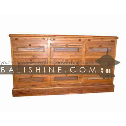 Balishine: Your natural source of indonesian handicraft presents in its Home Decor collection the Cabinet:114SEF273922:This cabinet is produced in indonesia, made from teak wood and glasses. It has 9 drawers.  Natural, chocolate or dark color