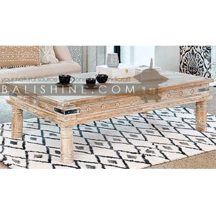 Balishine: Your natural source of indonesian handicraft presents in its Home Decor collection the Coffee Table:114OSC137809:This coffee table is produced in indonesia, made from teak wood.  White wash colour.