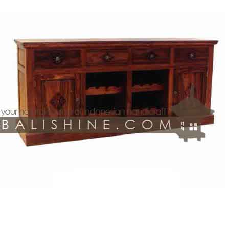 Balishine: Your natural source of indonesian handicraft presents in its Home Decor collection the Console:114SEF273934:This console is produced in indonesia, made from teak wood and glasses. It has 2 doors and 4 drawers.  Natural, chocolate or dark color