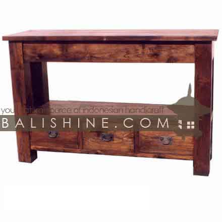 Balishine: Your natural source of indonesian handicraft presents in its Home Decor collection the Console:114SEF294023:This rectangular console is produced in indonesia, made from teak wood. It has 3 drawers  Natural, chocolate or dark color