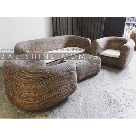 Balishine: Your natural source of indonesian handicraft presents in its Home Decor collection the Rottan Sofa set:114JAJ447808:This sofa is produced in indonesia, made from Mahogani wood with natural rottan. This set include 1 big sofa 3 seater, 2 pcs single sofa 1 seater and 1 cofee table.   This price not include cushion.  For cushion please contact us and will send you pricing regarding thickness of spoon and quality of fabric you want to order.