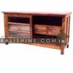 balishine This rectangular console is produced in indonesia, made from teak wood and glasses. It has 2 doors and 4 drawers.