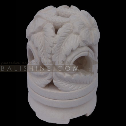 Balishine: Your natural source of indonesian handicraft presents in its Home Decor collection the Candle Holder:13DEL165609:This round candle holder is produced in Indonesia made from natural white lime stone.   Same as picture