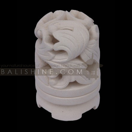 Balishine: Your natural source of indonesian handicraft presents in its Home Decor collection the Candle Holder:13DEL165611:This round candle holder is produced in Indonesia made from natural white lime stone.   Same as picture