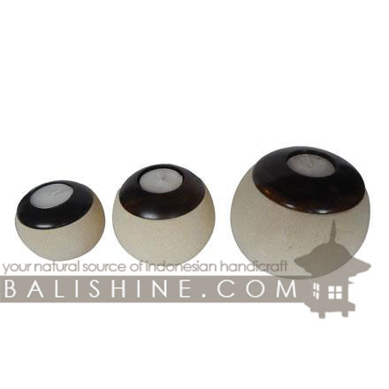 Balishine: Your natural source of indonesian handicraft presents in its Home Decor collection the Candle Holder:13KLJ167285:This set of 3 candle holder is produced in Bali and made from natural limestone with sonokling wood.  