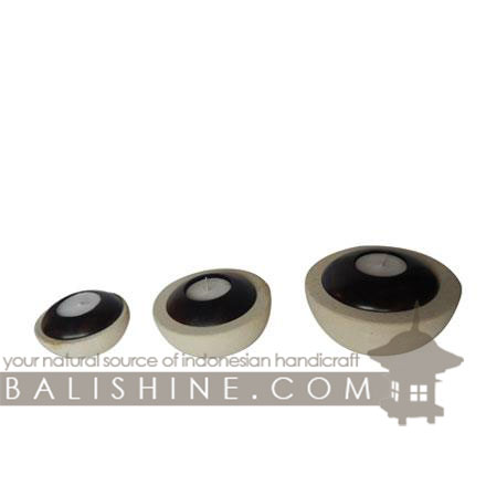 Balishine: Your natural source of indonesian handicraft presents in its Home Decor collection the Candle Holder:13KLJ167286:This set of 3 candle holder is produced in Bali and made from natural limestone with sonokling wood.  
