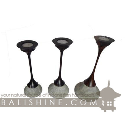 Balishine: Your natural source of indonesian handicraft presents in its Home Decor collection the Candle Holder:13KLJ167287:This set of 3 candle holder is produced in Bali and made from natural limestone with sonokling wood.  