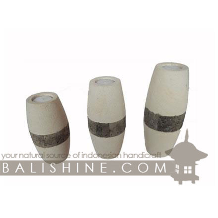 Balishine: Your natural source of indonesian handicraft presents in its Home Decor collection the Candle Holder:13KLJ167288:This set of 3 candle holder is produced in Bali and made from natural limestone with black volcano stone.  
