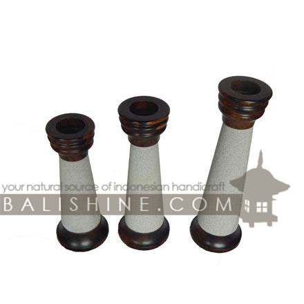 Balishine: Your natural source of indonesian handicraft presents in its Home Decor collection the Candle Holder:13KLJ167293:This set of 3 candle holder is produced in Bali and made from natural limestone with sonokling wood.  