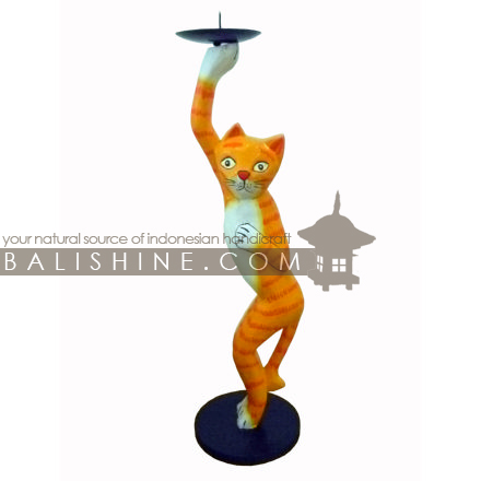 Balishine: Your natural source of indonesian handicraft presents in its Home Decor collection the Candle Holder Cat:13MAS167030:This candle holder is made from albasia wood.  