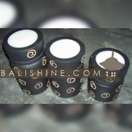 Balishine: Your natural source of indonesian handicraft presents in its Home Decor collection the Candle Holder Set Of 3:13JAS163325:This set of 3 round candle holders is produced in Bali made from carving albasia wood with pattern.  Black color with pattern