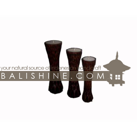 Balishine: Your natural source of indonesian handicraft presents in its Home Decor collection the Candle Holder Set Of 3:13JAS163339:This set of 3 round candle holders is produced in Bali made from carving albasia.  Brown color