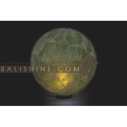 Balishine: Your natural source of indonesian handicraft presents in its Home Decor collection the Lamp:13DUL156415:This lamp is produced in Indonesia made from resin with natural leaves.  For electric fitting please contact us