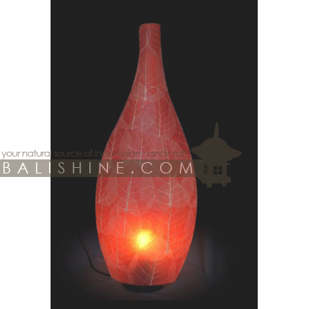 Balishine: Your natural source of indonesian handicraft presents in its Home Decor collection the Lamp:13DUL156416:This lamp is produced in Indonesia made from resin with natural leaves.  For electric fitting please contact us