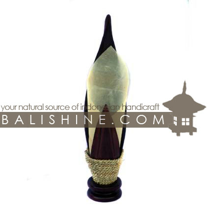 Balishine: Your natural source of indonesian handicraft presents in its Home Decor collection the Lamp:13MEB15732:This lamp is produced in Indonesia made from coconut and mahogany wood lampshade from skin of cow with a string of pineapple leaf for decoration.  For electric fitting please contact us