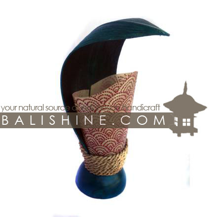 Balishine: Your natural source of indonesian handicraft presents in its Home Decor collection the Lamp:13MEB15736:This lamp is produced in Indonesia made from coconut and mahogany wood lampshade from skin of cow with a string of pineapple leaf for decoration.  For electric fitting please contact us