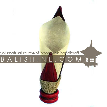 Balishine: Your natural source of indonesian handicraft presents in its Home Decor collection the Lamp:13MEB15737:This lamp is produced in Indonesia made from coconut and mahogany wood lampshade from skin of cow with a string of pineapple leaf for decoration.  For electric fitting please contact us