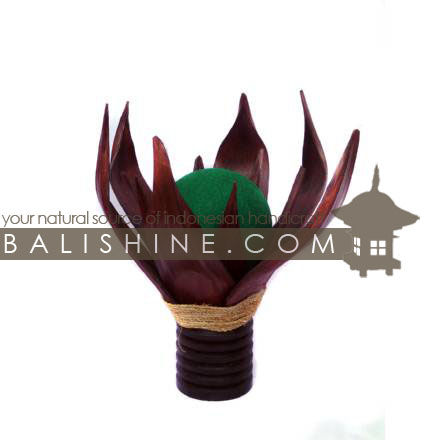 Balishine: Your natural source of indonesian handicraft presents in its Home Decor collection the Lamp:13MEB15744:This lamp is produced in Indonesia made from coconut and mahogany wood cotton bowl lampshade with a string of pineapple leaf for decoration.  For electric fitting please contact us