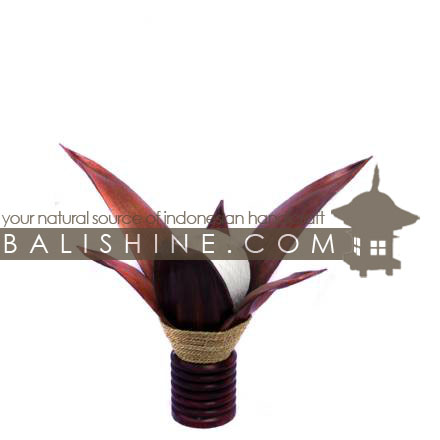 Balishine: Your natural source of indonesian handicraft presents in its Home Decor collection the Lamp:13MEB15747:This lamp is produced in Indonesia made from coconut and mahogany wood cotton bowl lampshade with a string of pineapple leaf for decoration.  For electric fitting please contact us
