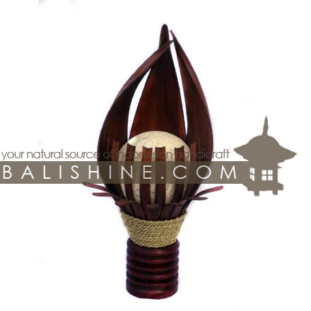Balishine: Your natural source of indonesian handicraft presents in its Home Decor collection the Lamp:13MEB15751:This lamp is produced in Indonesia made from coconut and mahogany wood cotton bowl lampshade with a string of pineapple leaf for decoration.  For electric fitting please contact us