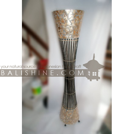 Balishine: Your natural source of indonesian handicraft presents in its Home Decor collection the Lamp:13SUN156303:This lamp is produced in Indonesia and made from fiberglass with bamboo and shell finishing.  For electric fitting please contact us