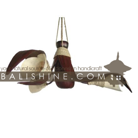 Balishine: Your natural source of indonesian handicraft presents in its Home Decor collection the Lampshade:13MEB86762:This lamphade is produced in Indonesia made from coconut wood skin of cow lampshade with a string of pineapple leaf for decoration.  For electric fitting please contact us