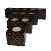 balishine This set of 4 candle holders is produced in Bali made from albasia wood with bamboo finishing.
