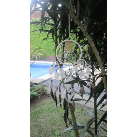 Balishine: Your natural source of indonesian handicraft presents in its Home Decor collection the Dream Catcher:17APA466530:This dream catcher is a handicraft of Bali made from string and feather.  Colors available are blue, fuchsia, green, purpple, black, orange or white.