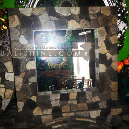 Balishine: Your natural source of indonesian handicraft presents in its Home Decor collection the Lava Mirror:17BAS127892:This mirror is a handicraft of Bali made from natural lava stone with wood base. Mirror 3mm thickness.  