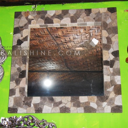 Balishine: Your natural source of indonesian handicraft presents in its Home Decor collection the Lava Mirror:17BAS127893:This mirror is a handicraft of Bali made from natural lava stone with wood base. Mirror 3mm thickness.  