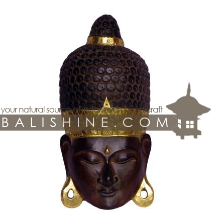 Balishine: Your natural source of indonesian handicraft presents in its Home Decor collection the Mask Buddha:17MUL471532:This buddha mask is a handicraft of Bali made from albesia wood.  gold color