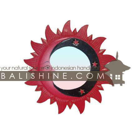 Balishine: Your natural source of indonesian handicraft presents in its Home Decor collection the Mirror:17RAH124663:This round mirror is a handicraft of Bali made from albasia wood.  purple, red, blue and green color