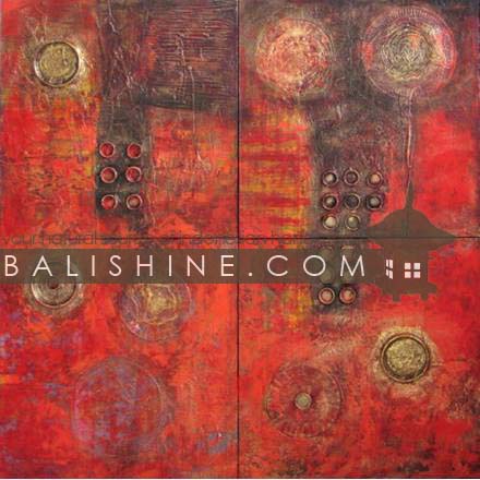 Balishine: Your natural source of indonesian handicraft presents in its Home Decor collection the Painting:17MAG494365:This set of 4 painting in 1 is produced in Bali by artists coming from the Bali art school and from the art village of Ubud. We produced our own canvas to have the highest quality and also import our acrylic colors from germany.  It is made from acrylic-painting on a canvas with recycle paper and aluminium.
