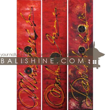 Balishine: Your natural source of indonesian handicraft presents in its Home Decor collection the Painting:17MAG494477:This set of 3 painting in 1 is produced in Bali by artists coming from the Bali art school and from the art village of Ubud. We produced our own canvas to have the highest quality and also import our acrylic colors from germany.  It is made from acrylic-painting on a canvas with chinese coin.