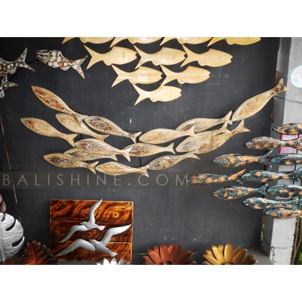 Balishine: Your natural source of indonesian handicraft presents in its Home Decor collection the Sardine Fish Wall Frame:17TER507903:This wall frame is produced in Indonesia made from iron base with wooden albasia fish.  Other color possible.