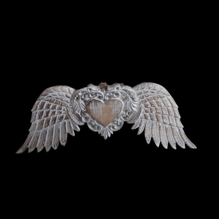 Balishine: Your natural source of indonesian handicraft presents in its Home Decor collection the Wooden Wall Decor Angel Wings with Love:17NIR508683:When it comes to decorating your home, sometimes it?s better to just wing it! A stylish way to do so, this winged wall decorative adds an angelic touch to your interior.  We are Showing them in our Beautiful White Wash color. If you want a different color leave us a message in the order from to what color you want.