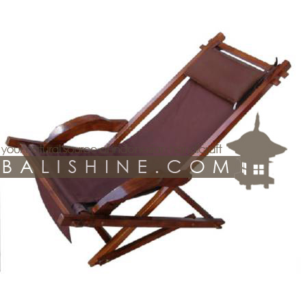 Balishine: Your natural source of indonesian handicraft presents in its Outdoor collection the Long Chair:26GEN3854:This foldable garden long chair is produced in indonesia, made from teak wood and cotton  Natural or chocolate color for wood and all the color for cotton (red, white, black, grey, orange, green, cream, yellow, blue, purple)