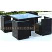 balishine This set of table and four chairs is produced in Indonesia and made from aluminium with synthetique rottan finishing.