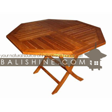 Balishine: Your natural source of indonesian handicraft presents in its Outdoor collection the Table:26GEN3760:This fordable table is produced in indonesia, made from teak wood  Natural or chocolate color