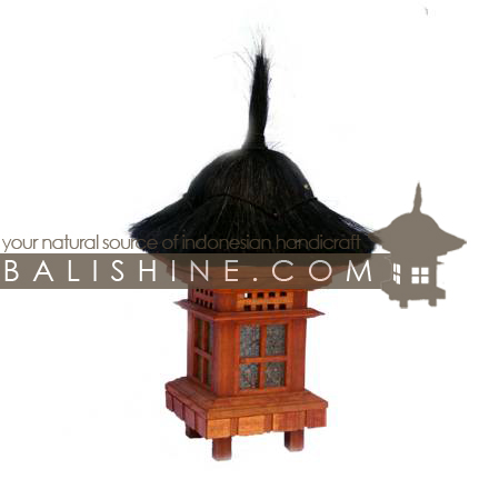 Balishine: Your natural source of indonesian handicraft presents in its Outdoor collection the Garden Temple Lamp:28PUT2276:This 'Temple' garden light is a handicraft of Bali. made from durian wood  a type of hard forest wood and from leaf of tuak tree.  SOLD WITHOUT ELECTRIC SYSTEM