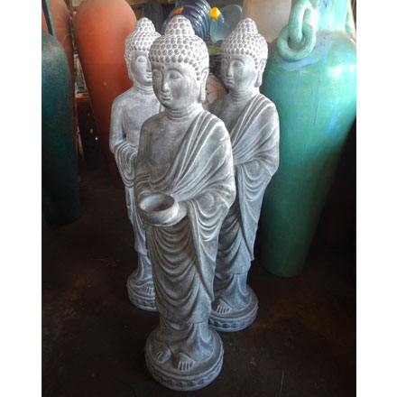 Balishine: Your natural source of indonesian handicraft presents in its Outdoor collection the Standing Buddha Statue:217LJP7530:This budha statue is made from GRC (concrete mixed with fiber) and can be used indoor or outdoor.  Black wash color on photo. Other color available.