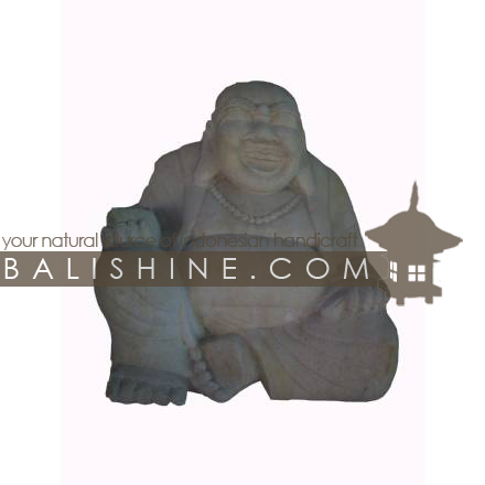 Balishine: Your natural source of indonesian handicraft presents in its Outdoor collection the Buddha Statue:217BIB3618:This buddha statue is produced in Indonesia, made from lime stone  white color